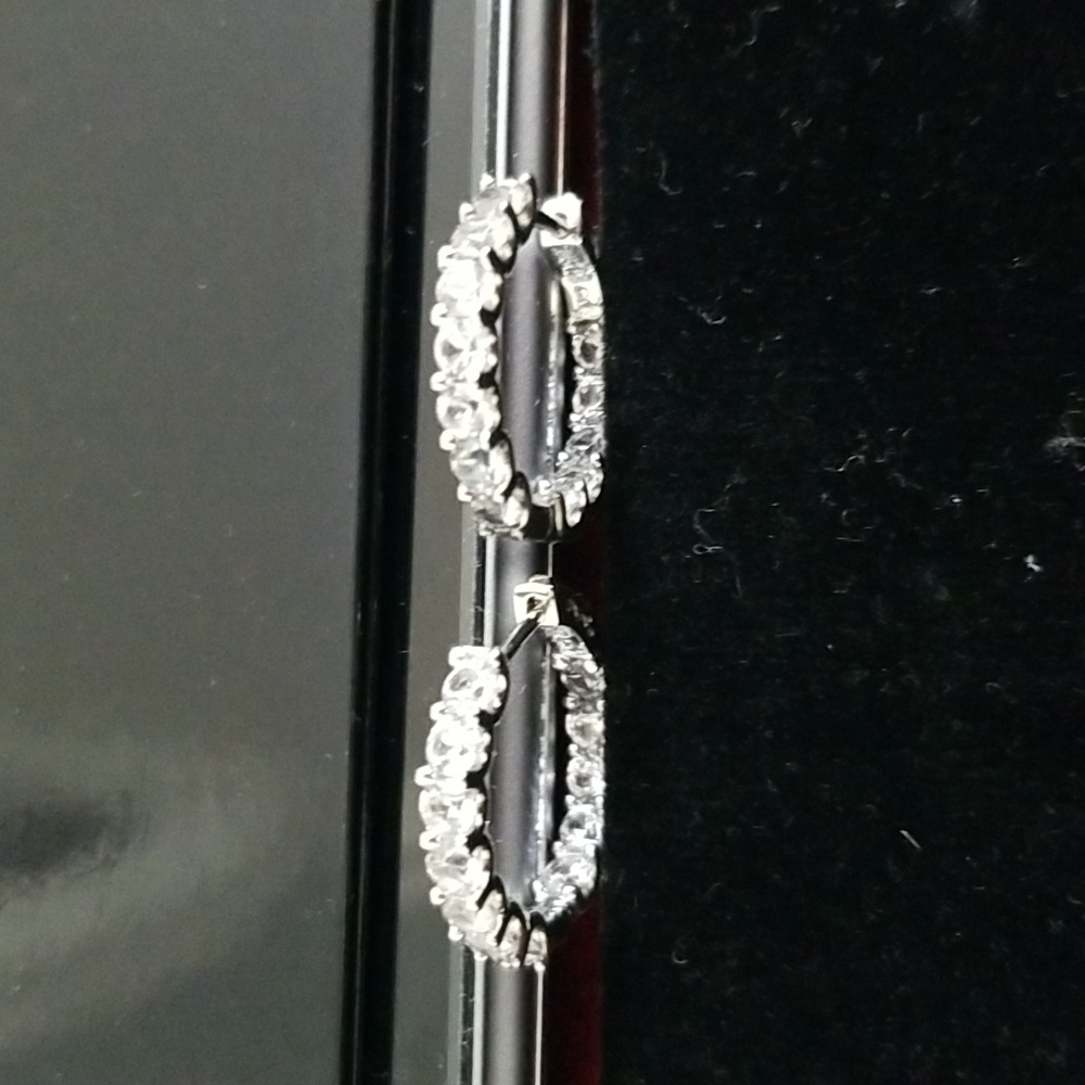 New Miadora Sterling Silver White Sapphire Hoop Earrings